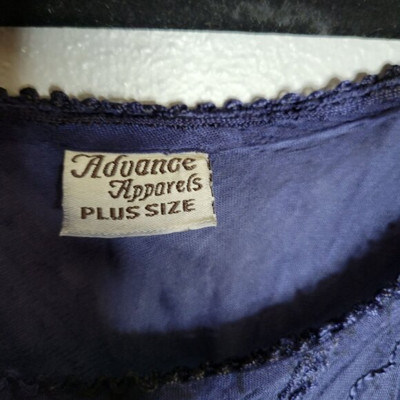 Advance Apparel Womens Plus One Size Fairy Embroidered Blouse Short Sleeve Pleat - Picture 7 of 8